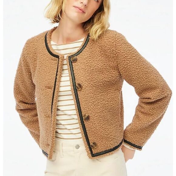 J.Crew NWT tan Sherpa lady jacket size 22 - Picture 1 of 13